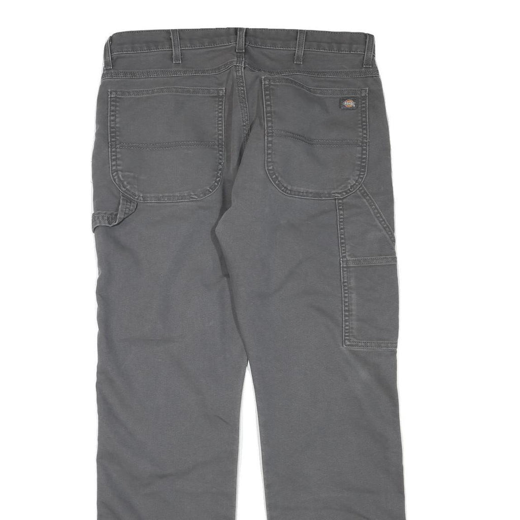 DICKIES Mens Cotton Blend Grey Regular Fit Straight Leg Trousers W34 L31