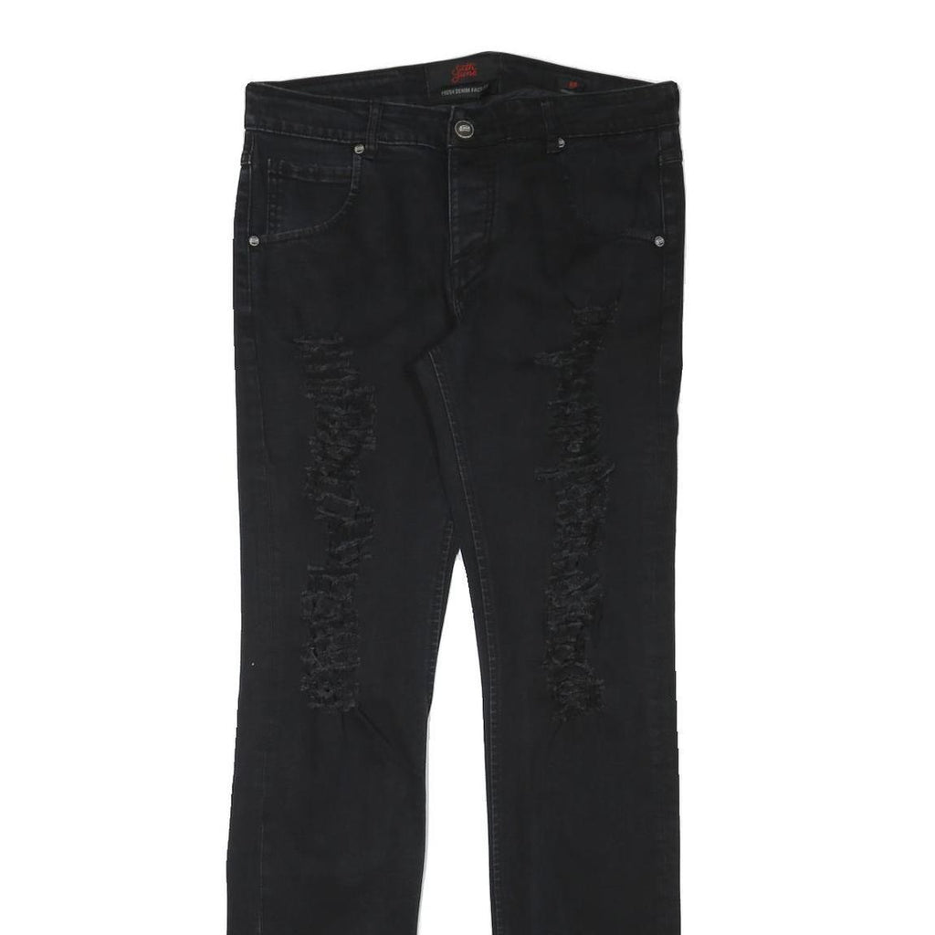 SIXTH JUNE Womens Jeans Black Slim Skinny Denim W32 L34 Distressed Zip