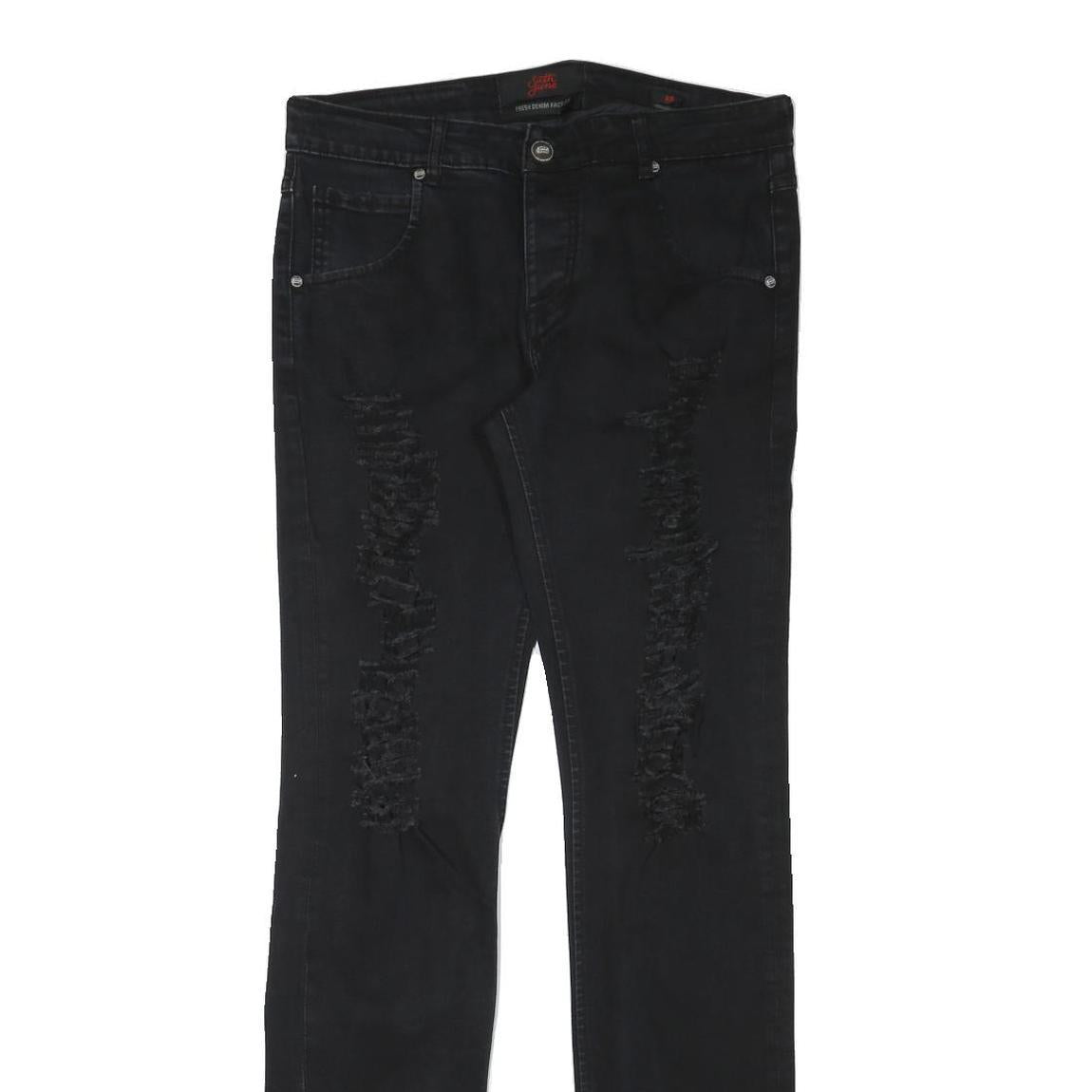 SIXTH JUNE Womens Jeans Black Slim Skinny Denim W32 L34 Distressed Zip