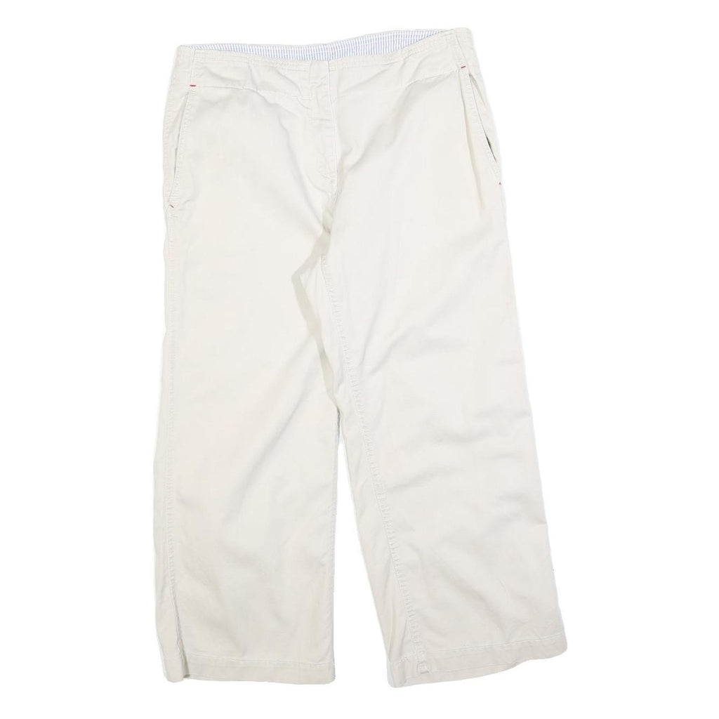 TOMMY HILFIGER Womens Cotton Blend Cream Relaxed Straight Trousers W32 L25