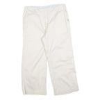 TOMMY HILFIGER Womens Cotton Blend Cream Relaxed Straight Trousers W32 L25
