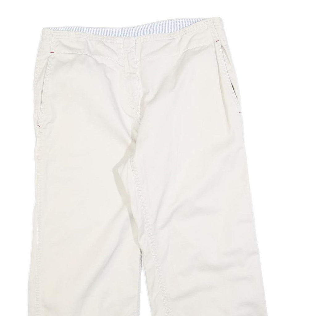 TOMMY HILFIGER Womens Cotton Blend Cream Relaxed Straight Trousers W32 L25