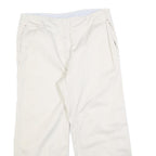 TOMMY HILFIGER Womens Cotton Blend Cream Relaxed Straight Trousers W32 L25