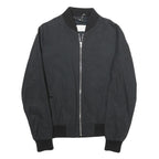 SANDRO Mens Black Bomber Jacket XS Cotton Blend Plain Zip Closure