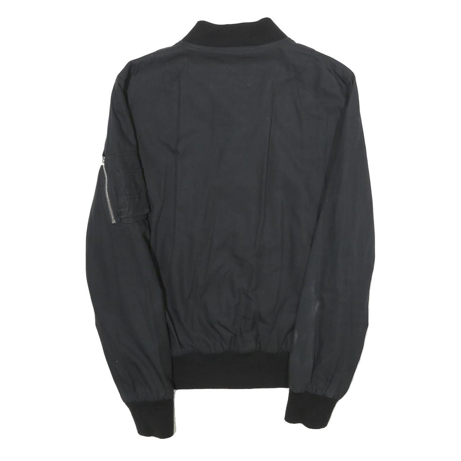 SANDRO Mens Black Bomber Jacket XS Cotton Blend Plain Zip Closure