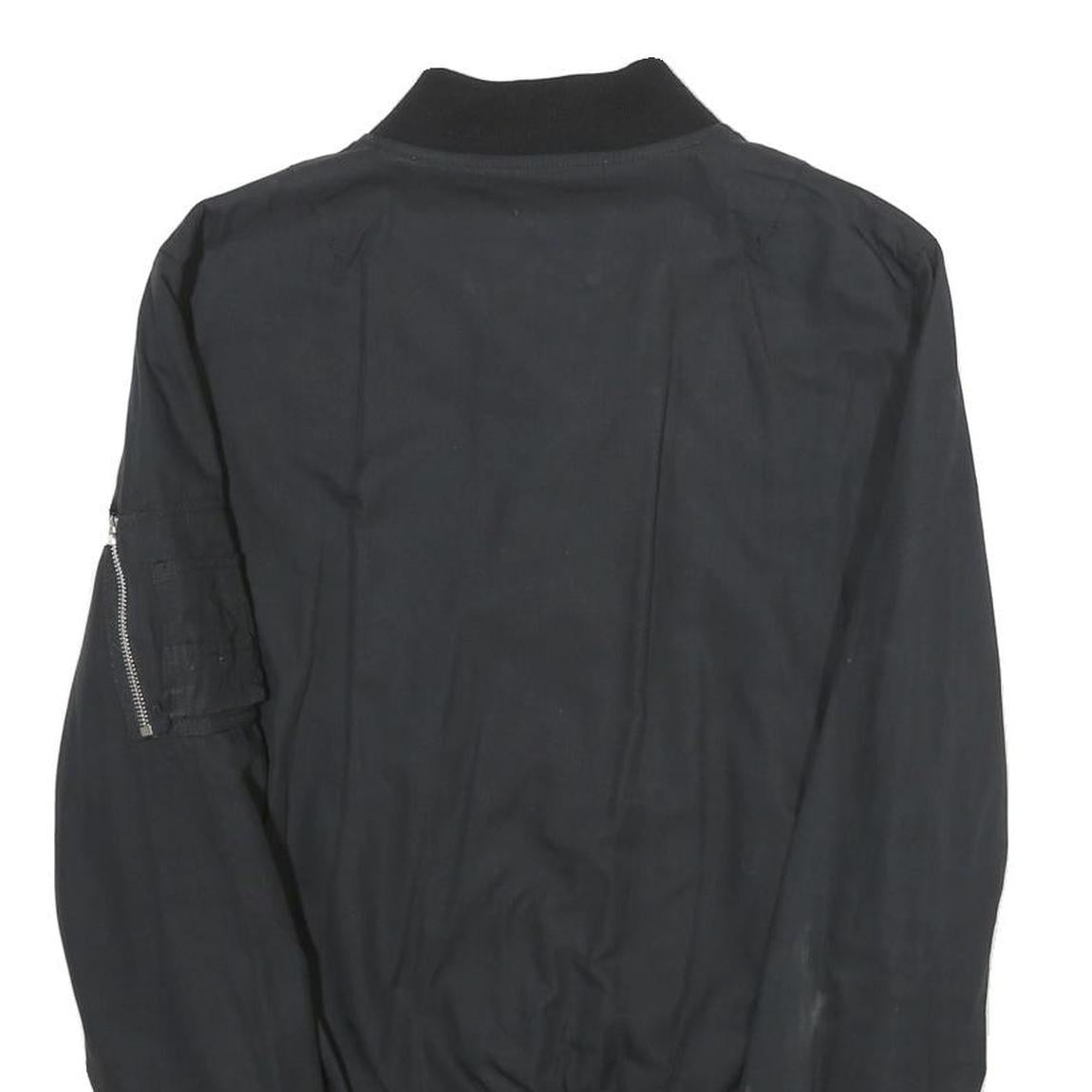 SANDRO Mens Black Bomber Jacket XS Cotton Blend Plain Zip Closure