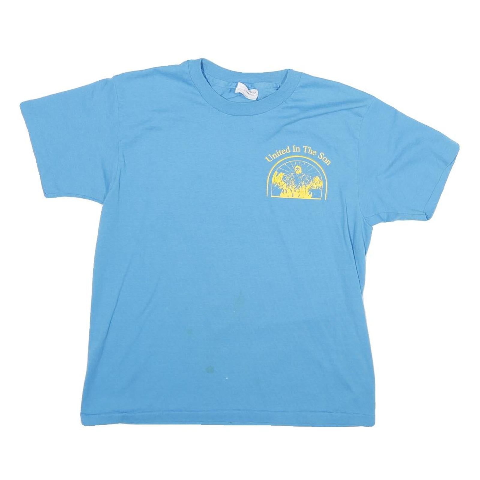 HANES Womens Blue United In The Son Graphic T-Shirt M Short Sleeve Crew Neck