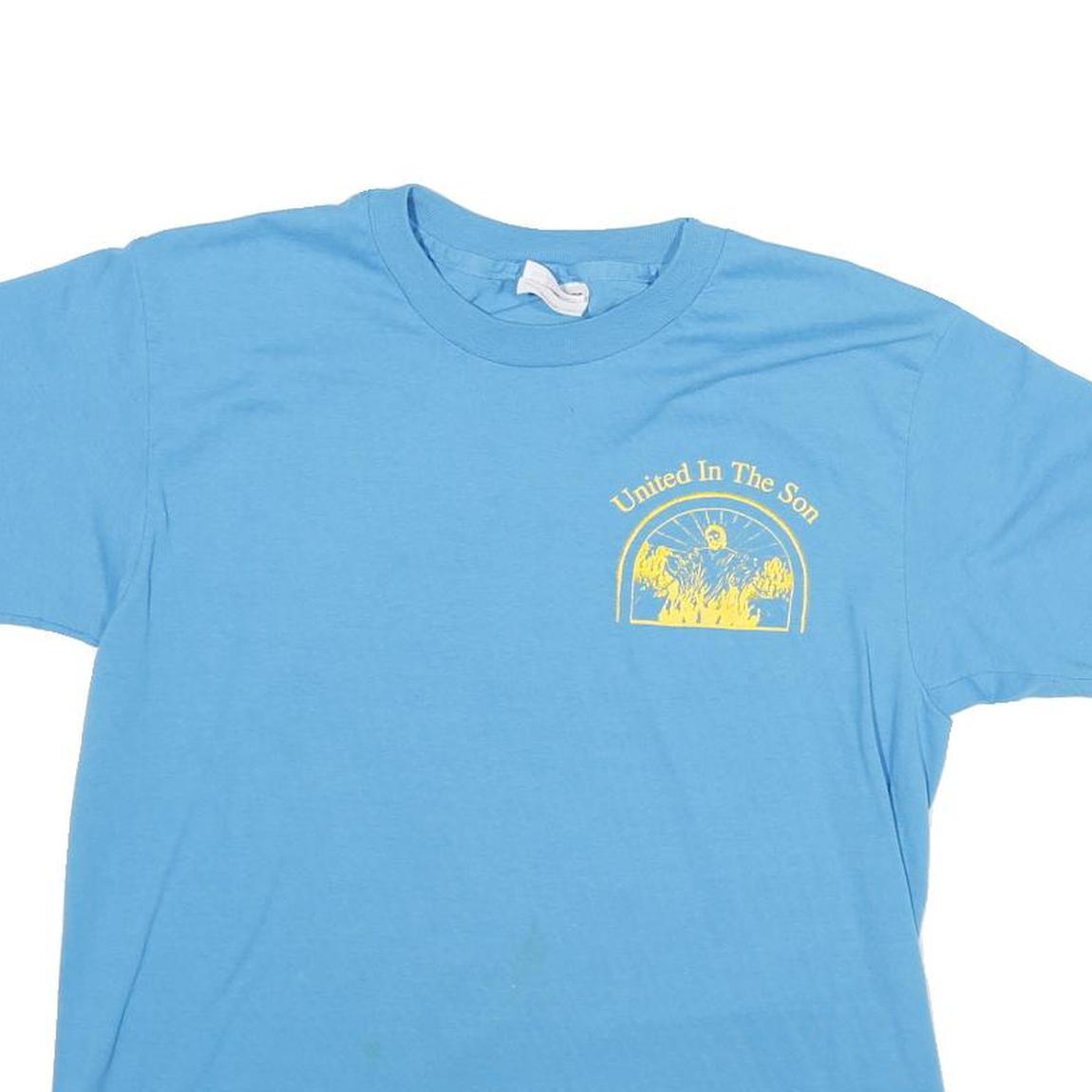 HANES Womens Blue United In The Son Graphic T-Shirt M Short Sleeve Crew Neck