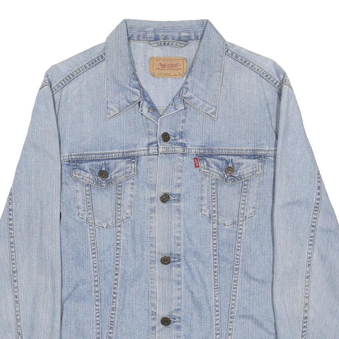 LEVI'S Girls Blue Denim Jacket L Cotton Blend Classic Button Closure Lightweight