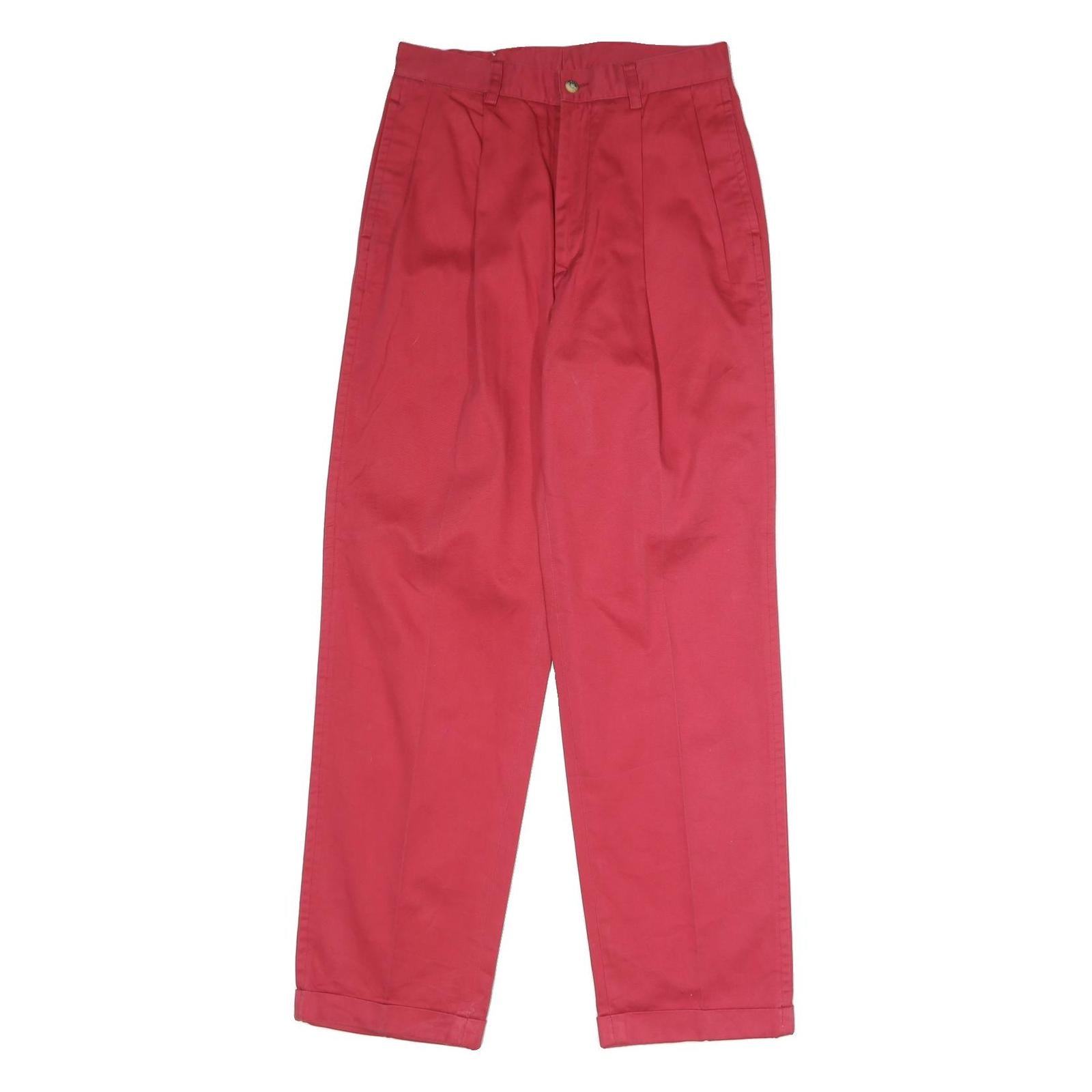 NAUTICA Mens Cotton Red Classic Straight Trousers W30 L32 Comfortable Zip