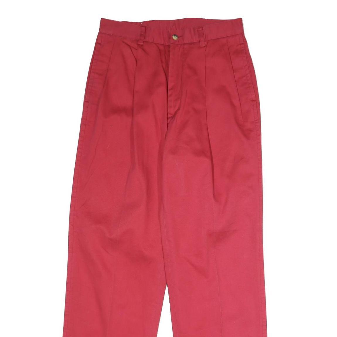 NAUTICA Mens Cotton Red Classic Straight Trousers W30 L32 Comfortable Zip