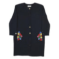MIMMINA Womens Black Embroidered Button Jacket M Polyester Blend Classic