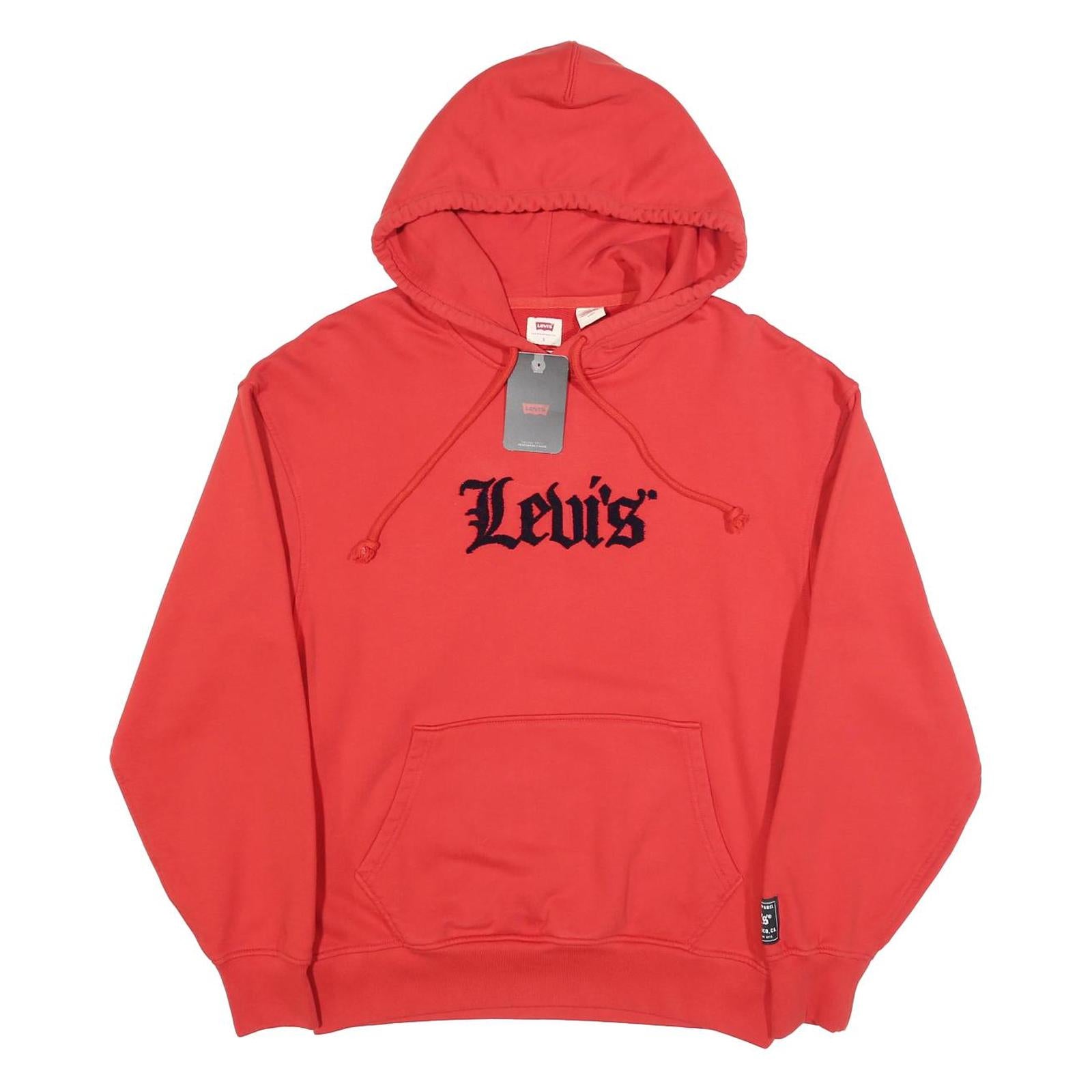 LEVI'S Mens Red Hoodie S Cotton Blend Pullover Hooded Sweatshirt