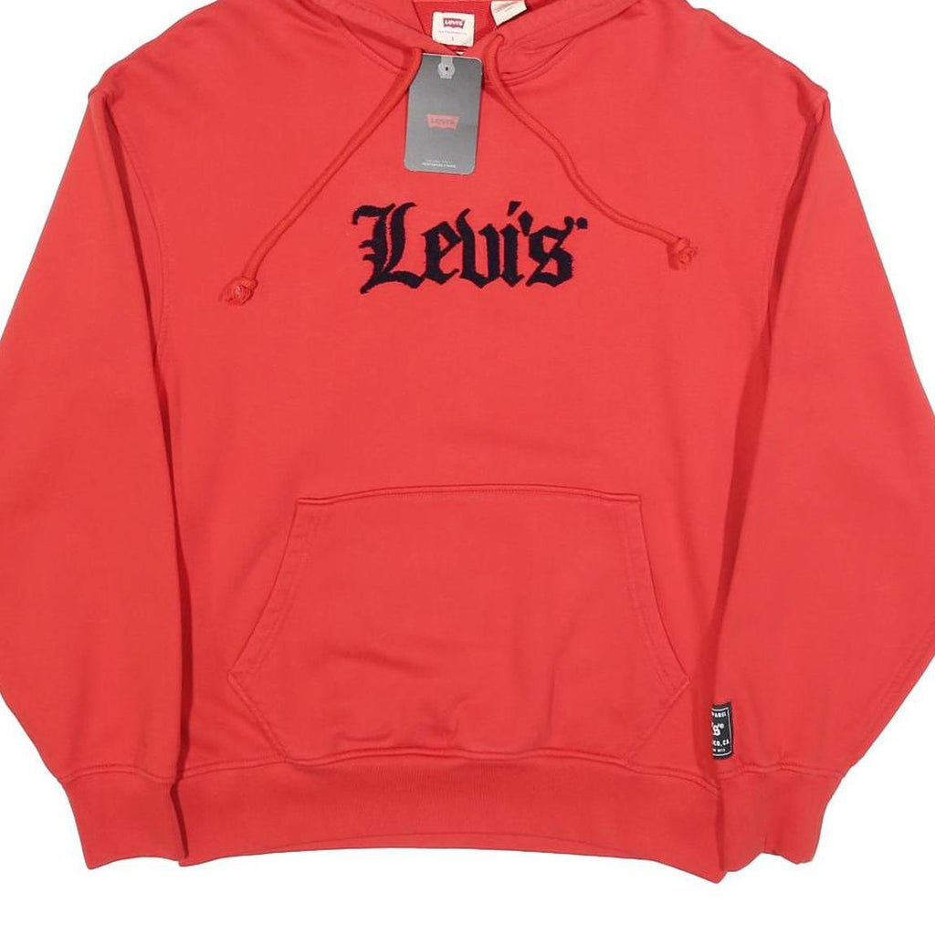 LEVI'S Mens Red Hoodie S Cotton Blend Pullover Hooded Sweatshirt