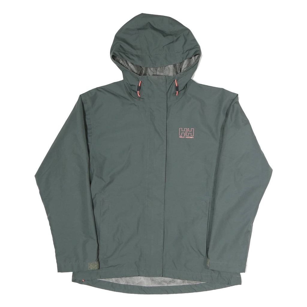 HELLY HANSEN Womens Grey Outdoor Jacket S Polyester Zip Hooded Plain Sporty