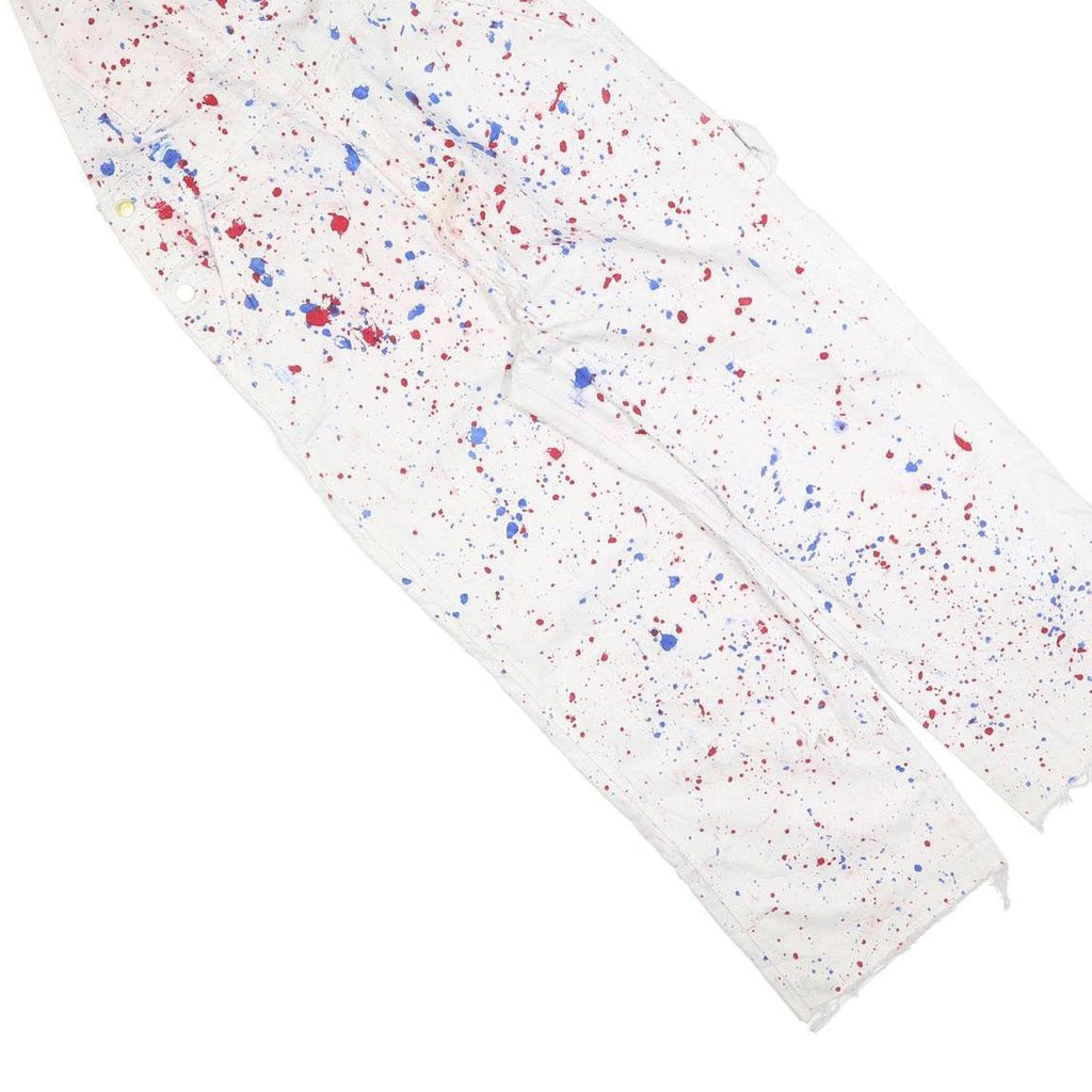 DICKIES Mens White Cotton Blend Paint Splatter Dungarees Loose Fit M W32 L25
