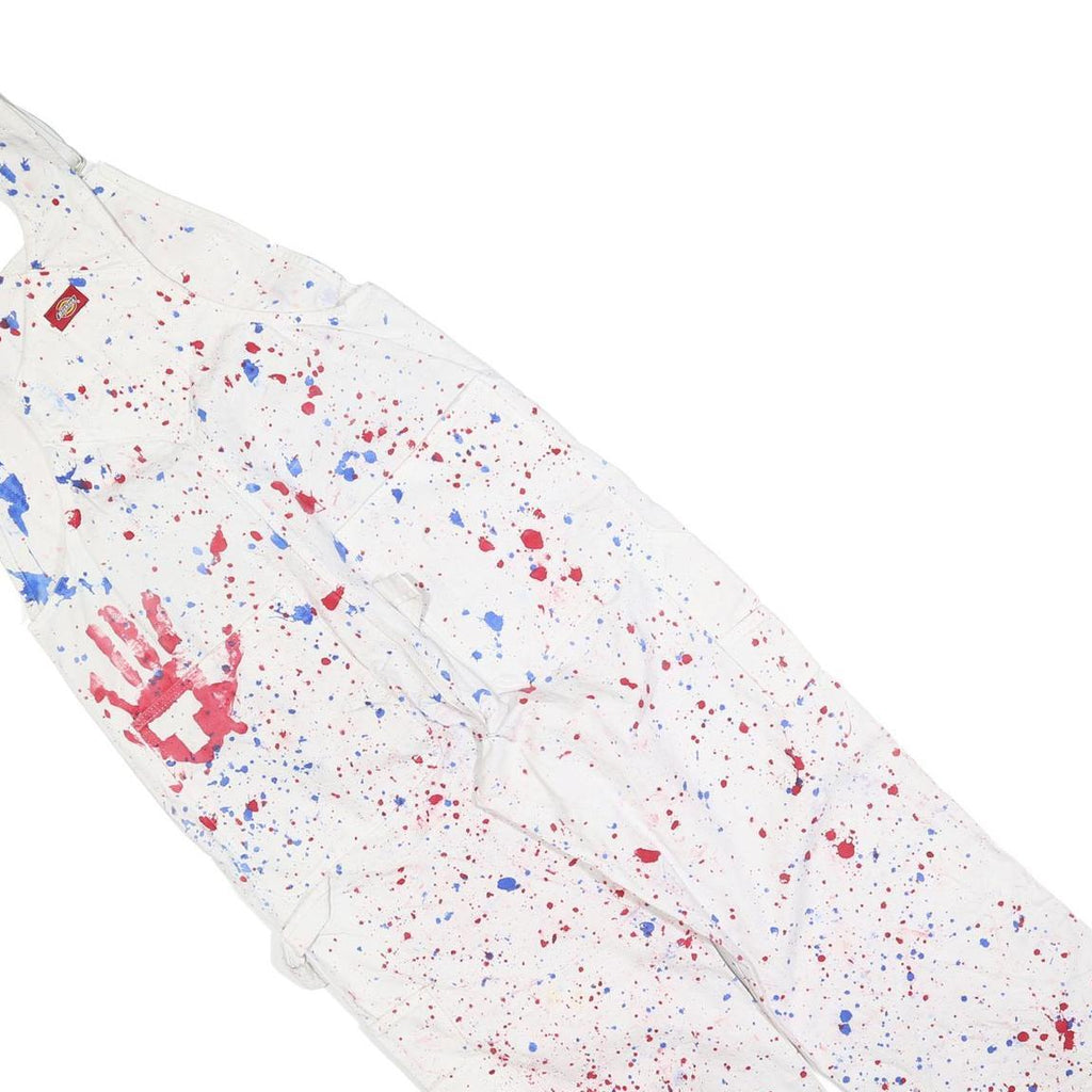 DICKIES Mens White Cotton Blend Paint Splatter Dungarees Loose Fit M W32 L25