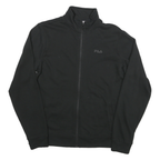 FILA Mens Black Zip Jacket M Cotton Blend Plain Casual Lightweight