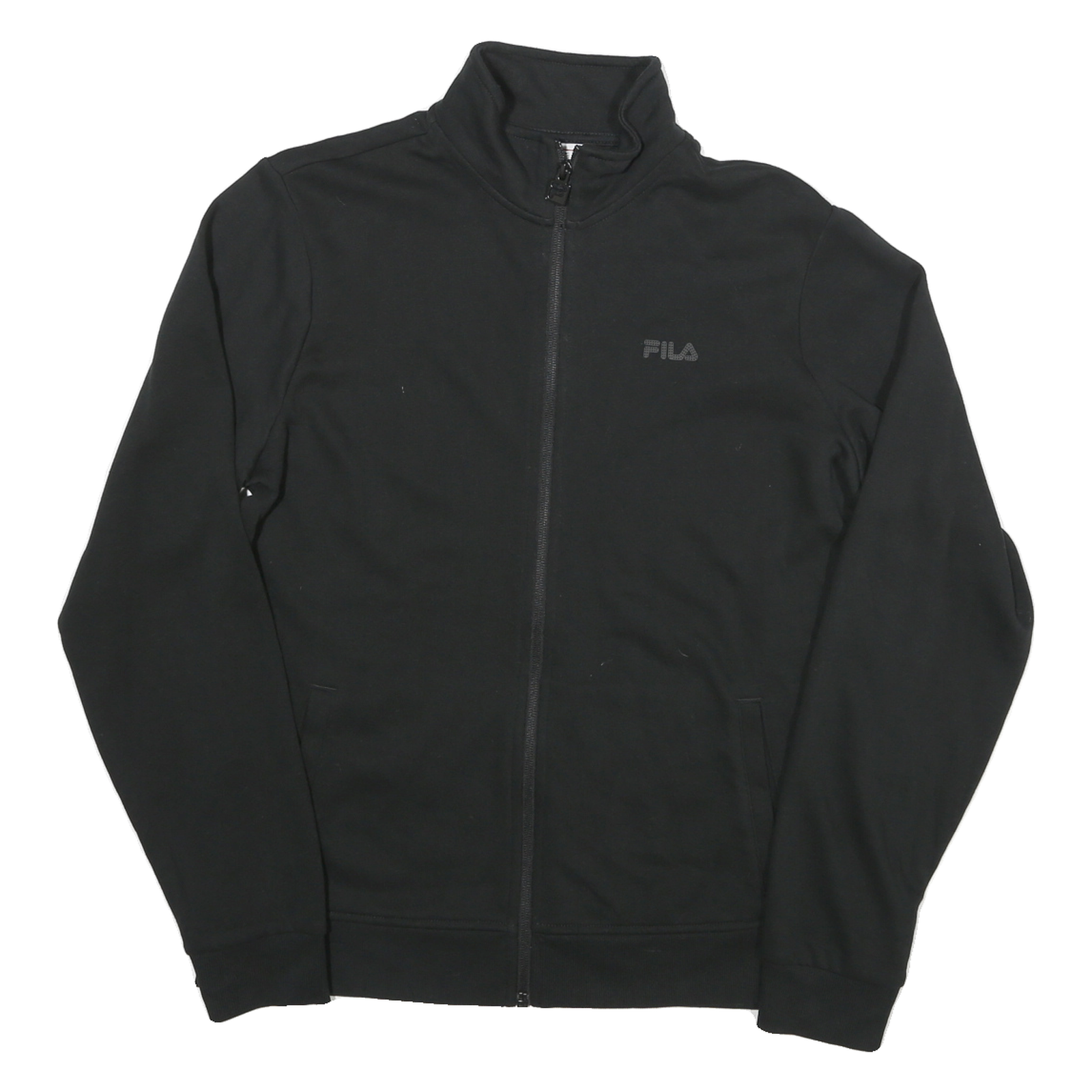 FILA Mens Black Zip Jacket M Cotton Blend Plain Casual Lightweight
