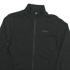 FILA Mens Black Zip Jacket M Cotton Blend Plain Casual Lightweight