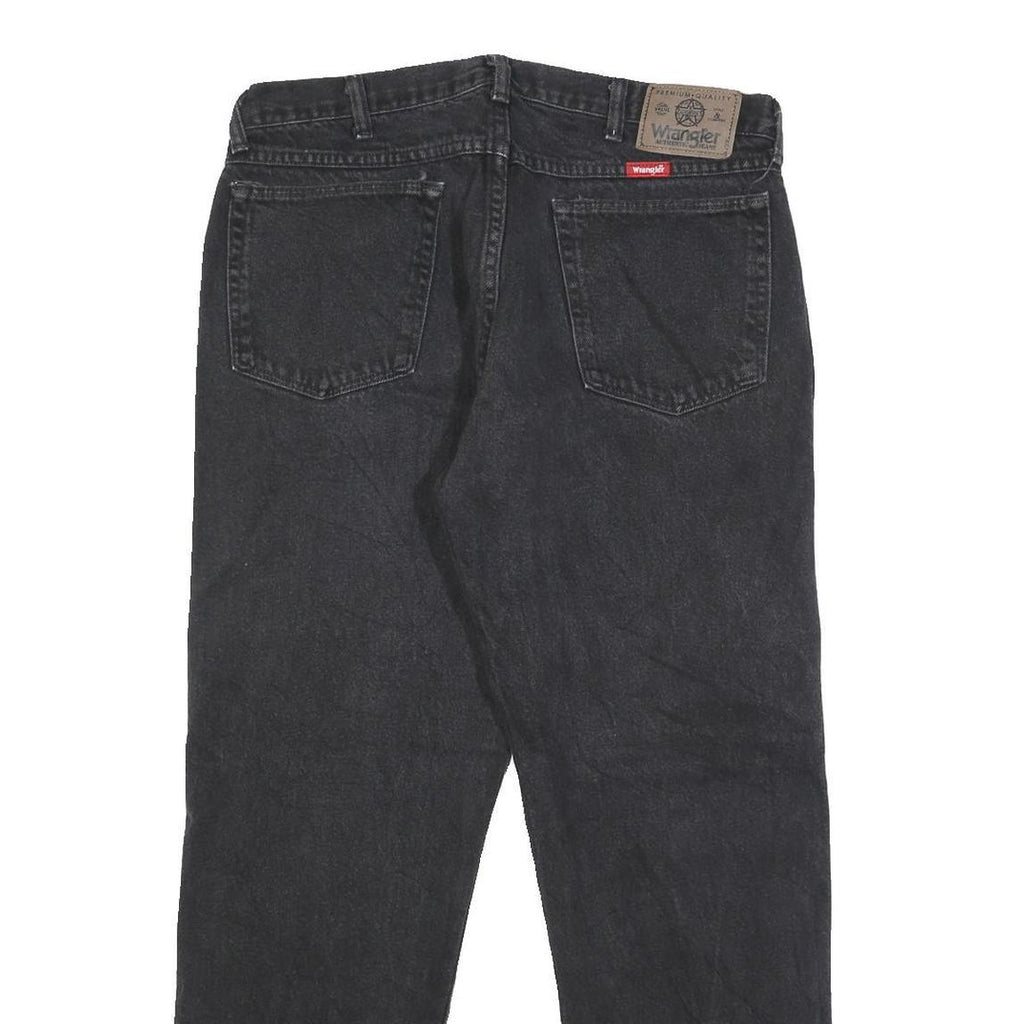 WRANGLER Mens Black Regular Straight Denim Dark W36 L30 Cotton Zip Jeans