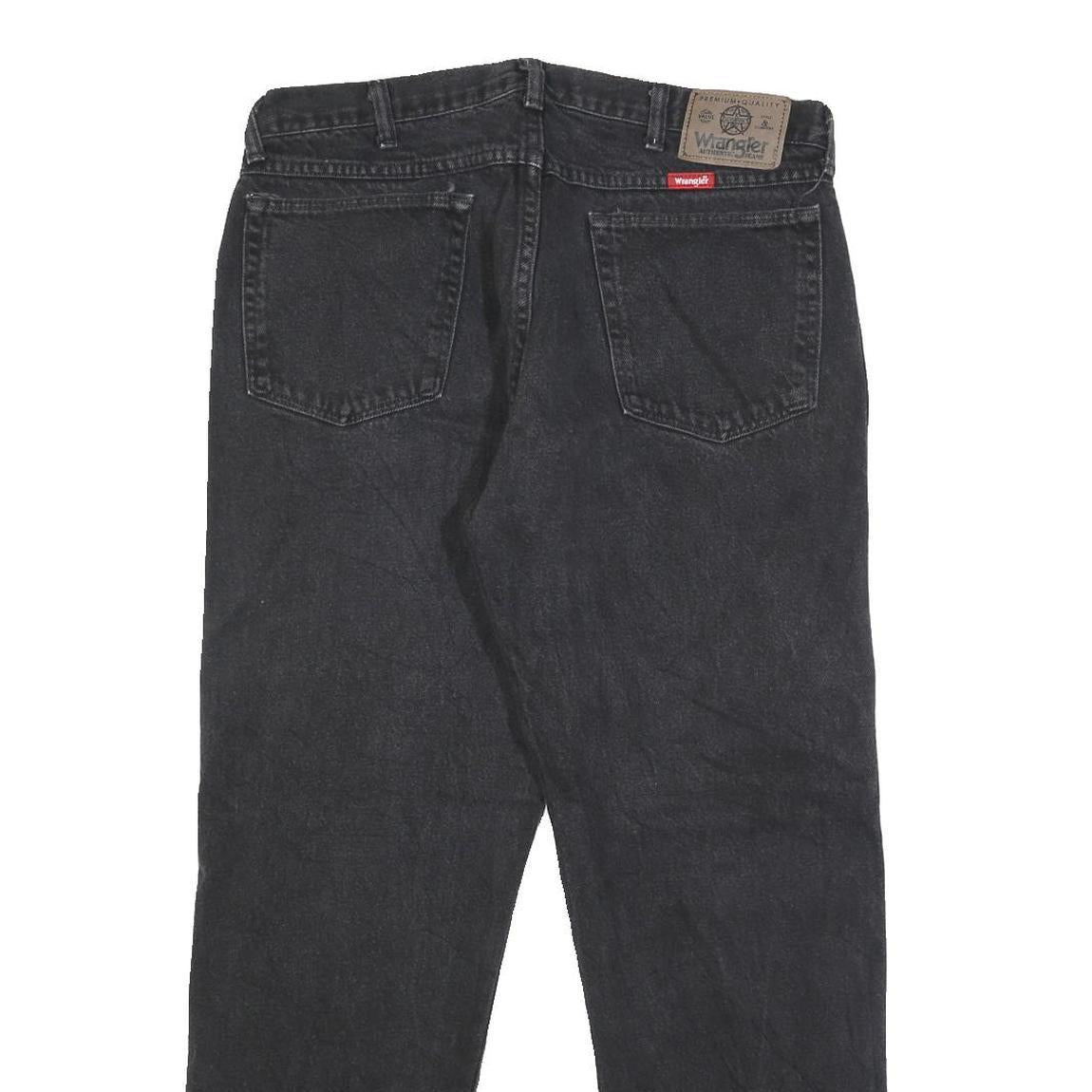 WRANGLER Mens Black Regular Straight Denim Dark W36 L30 Cotton Zip Jeans