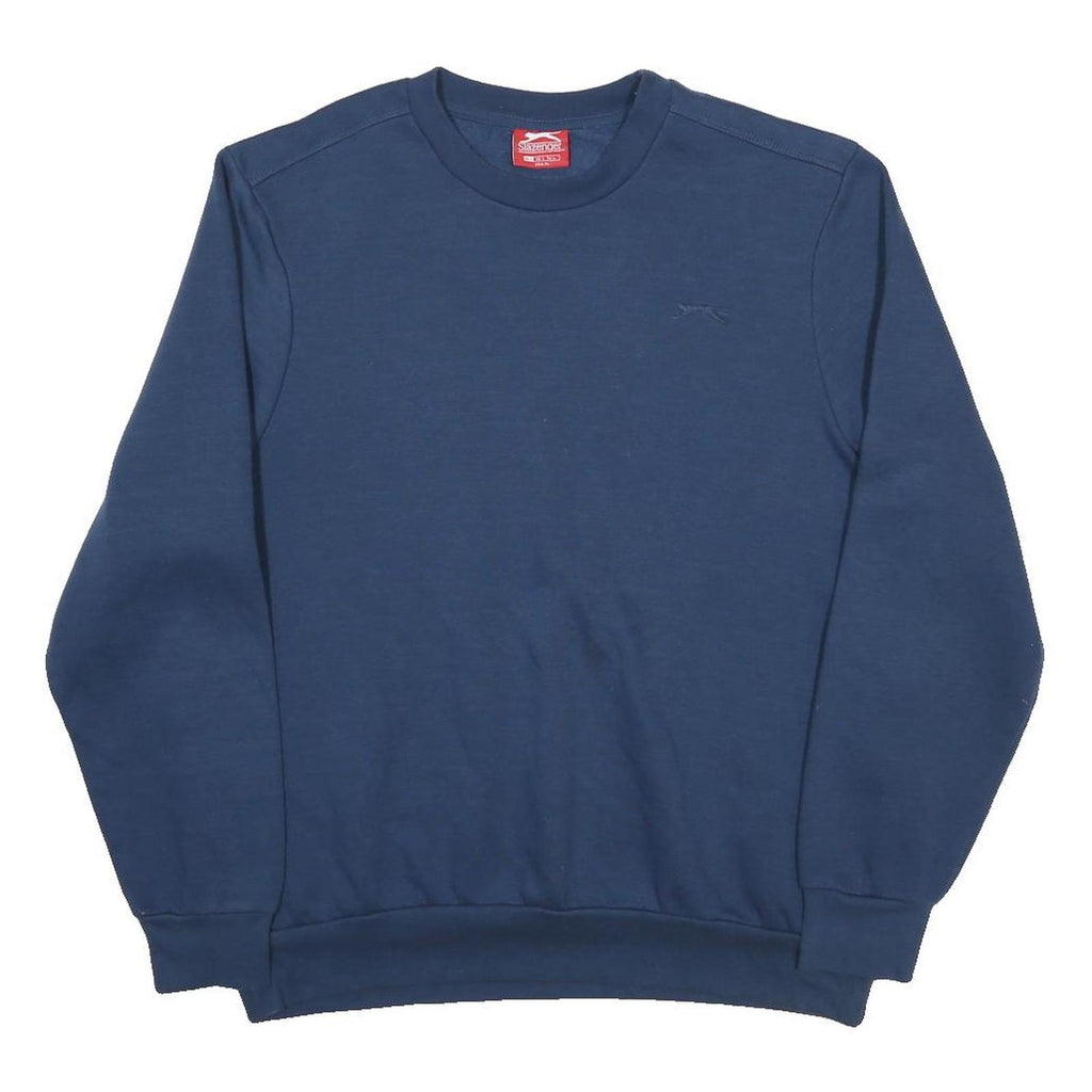 SLAZENGER Mens Blue Crew Neck L Cotton Blend Pullover Sweatshirt Classic
