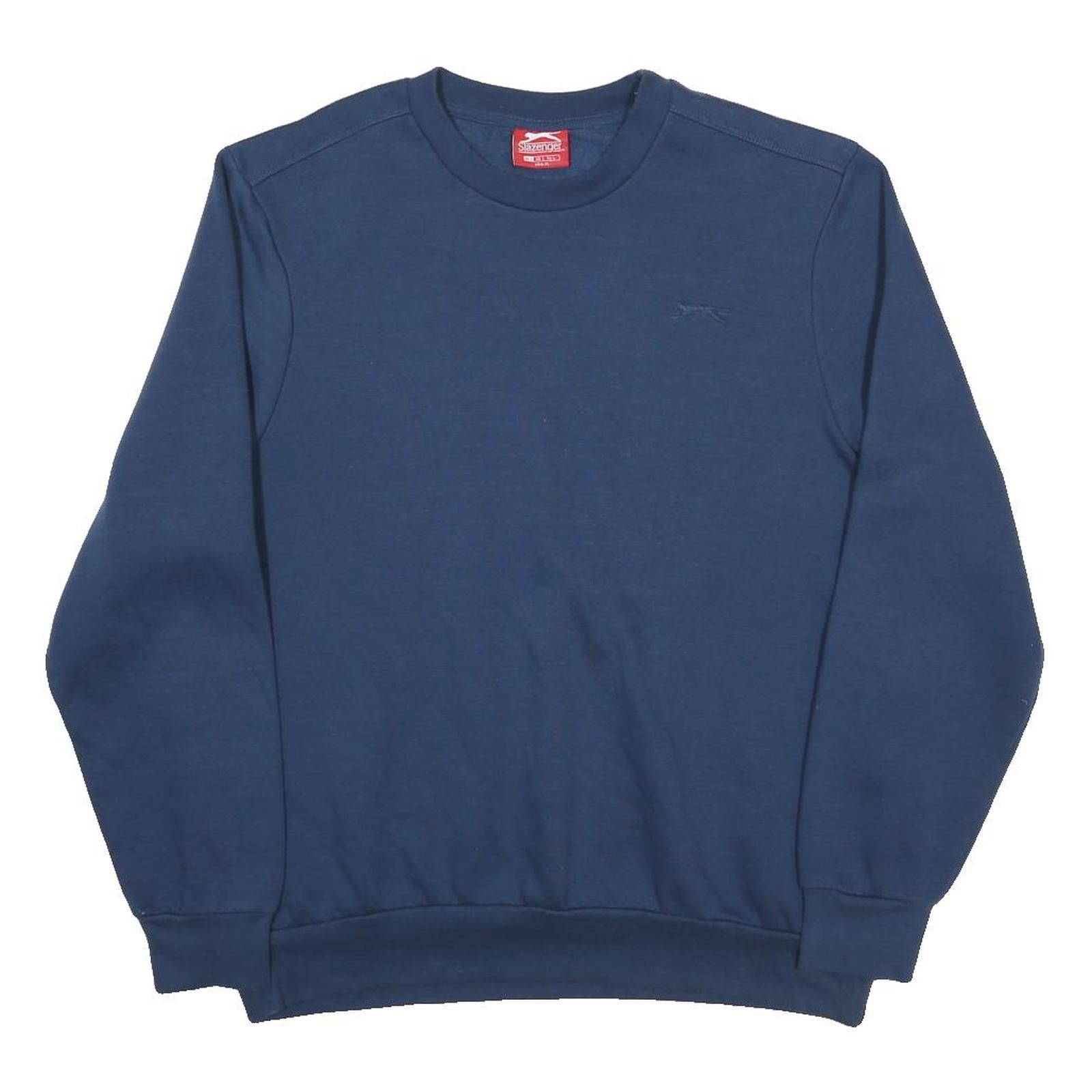 SLAZENGER Mens Blue Crew Neck L Cotton Blend Pullover Sweatshirt Classic