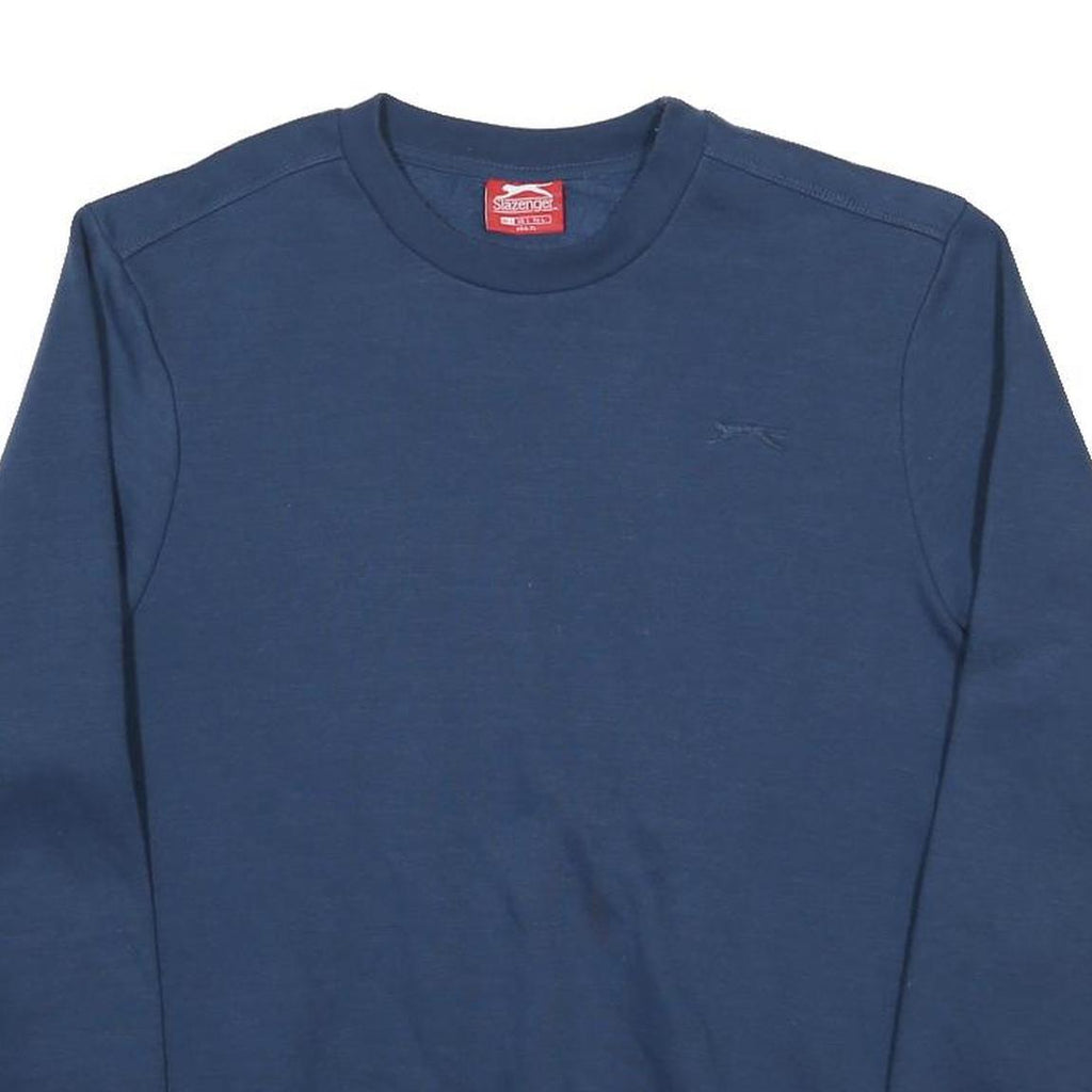 SLAZENGER Mens Blue Crew Neck L Cotton Blend Pullover Sweatshirt Classic