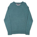 TOMMY HILFIGER Mens Blue Plain Crew Neck Basic Knit Jumper M Wool Blend