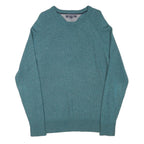 TOMMY HILFIGER Mens Blue Plain Crew Neck Basic Knit Jumper M Wool Blend