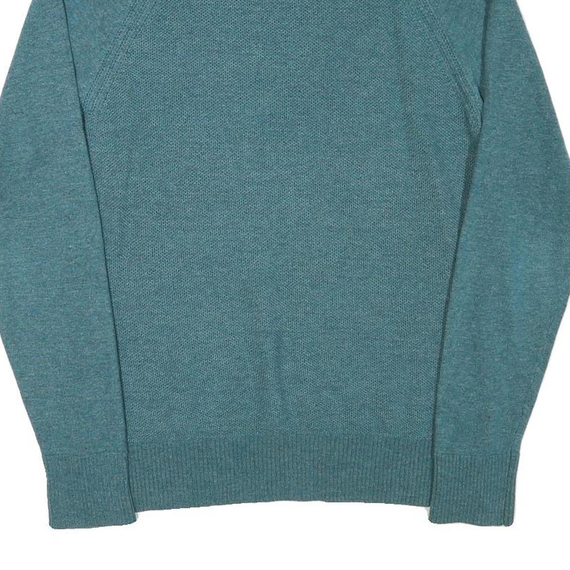 TOMMY HILFIGER Mens Blue Plain Crew Neck Basic Knit Jumper M Wool Blend