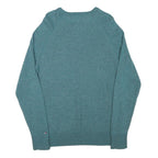 TOMMY HILFIGER Mens Blue Plain Crew Neck Basic Knit Jumper M Wool Blend