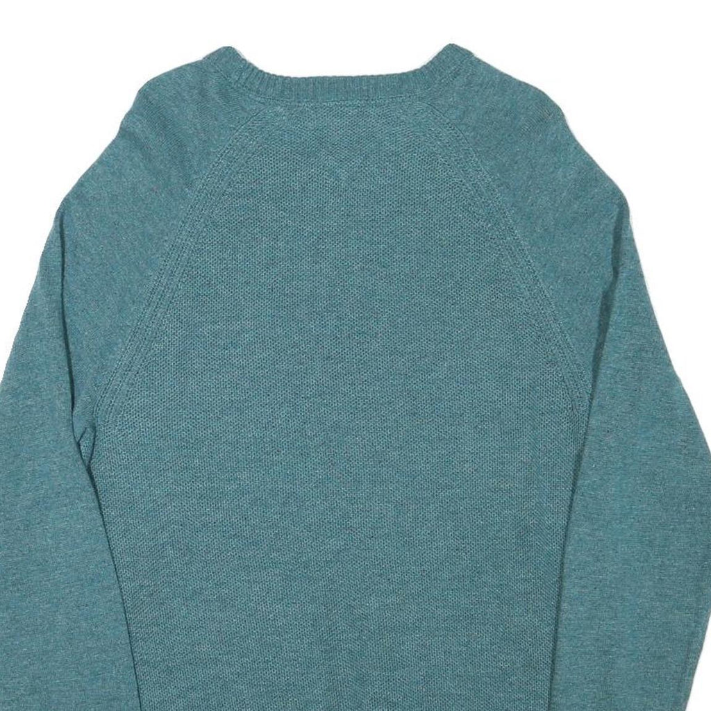 TOMMY HILFIGER Mens Blue Plain Crew Neck Basic Knit Jumper M Wool Blend