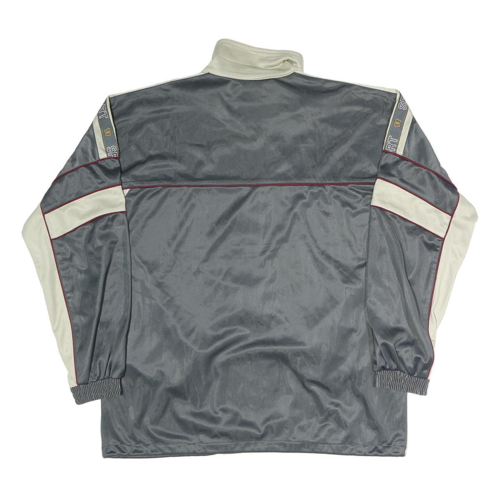 MACIMON Mens Grey & Cream Sport Zip Jacket L Polyester Blend Casual Lightweight