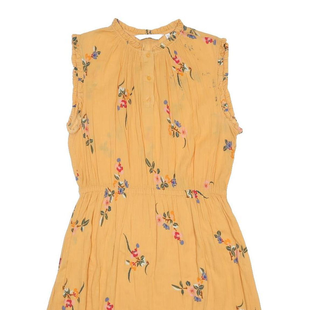 & OTHER STORIES Womens Yellow Floral Day Cotton Dress Sleeveless Ruffle Hem M