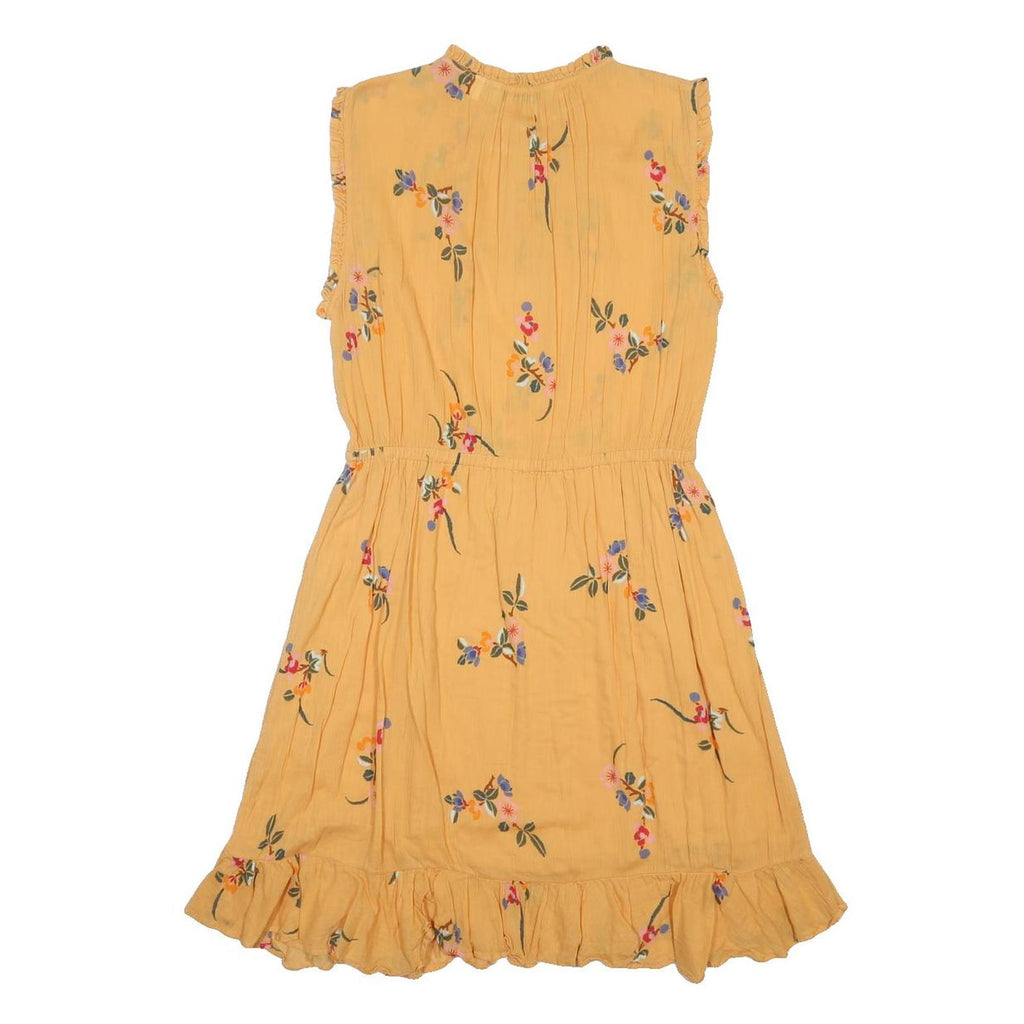 & OTHER STORIES Womens Yellow Floral Day Cotton Dress Sleeveless Ruffle Hem M