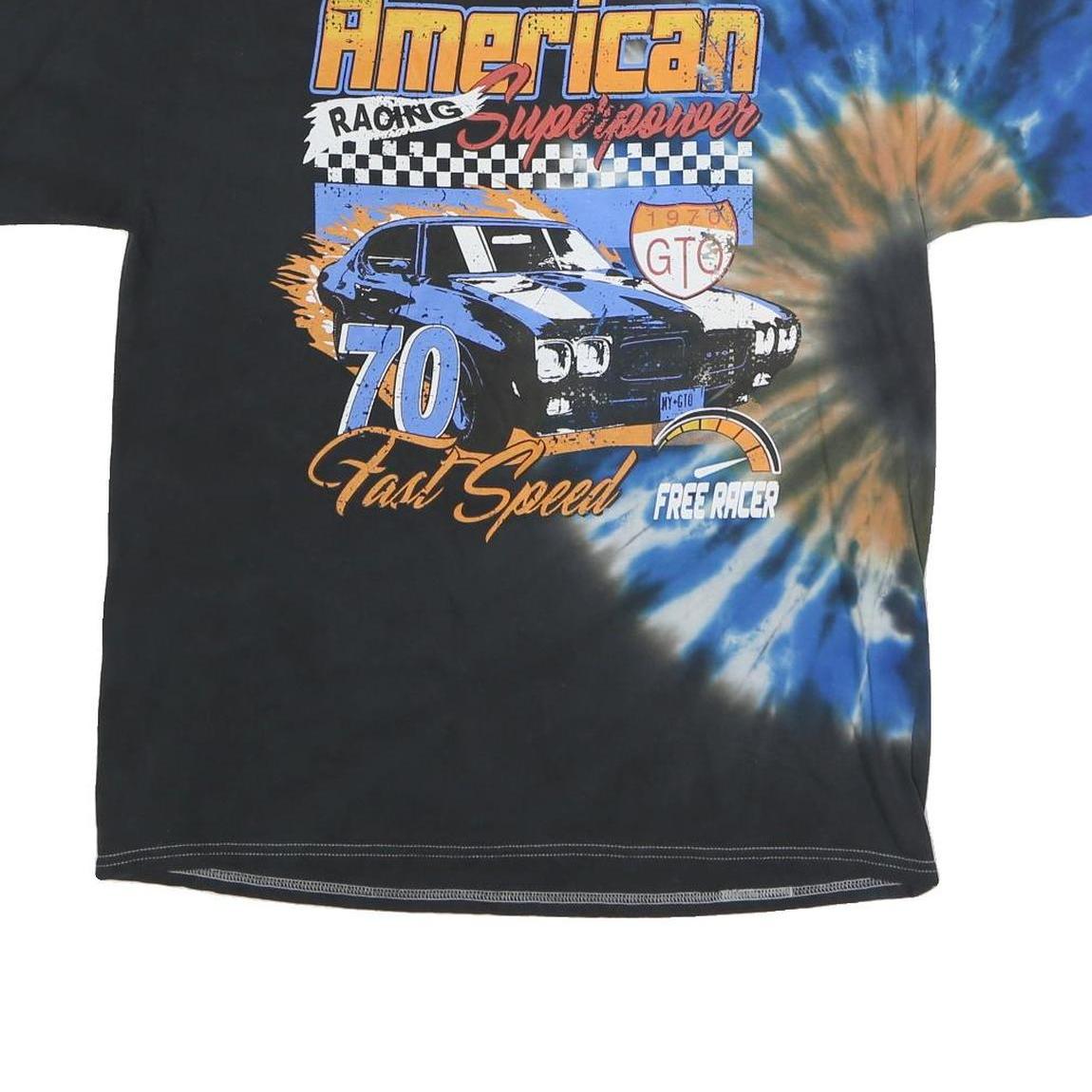 CHEMISTRY Mens Black Blue Tie Dye Graphic T-Shirt L Short Sleeve Crew Neck Fast