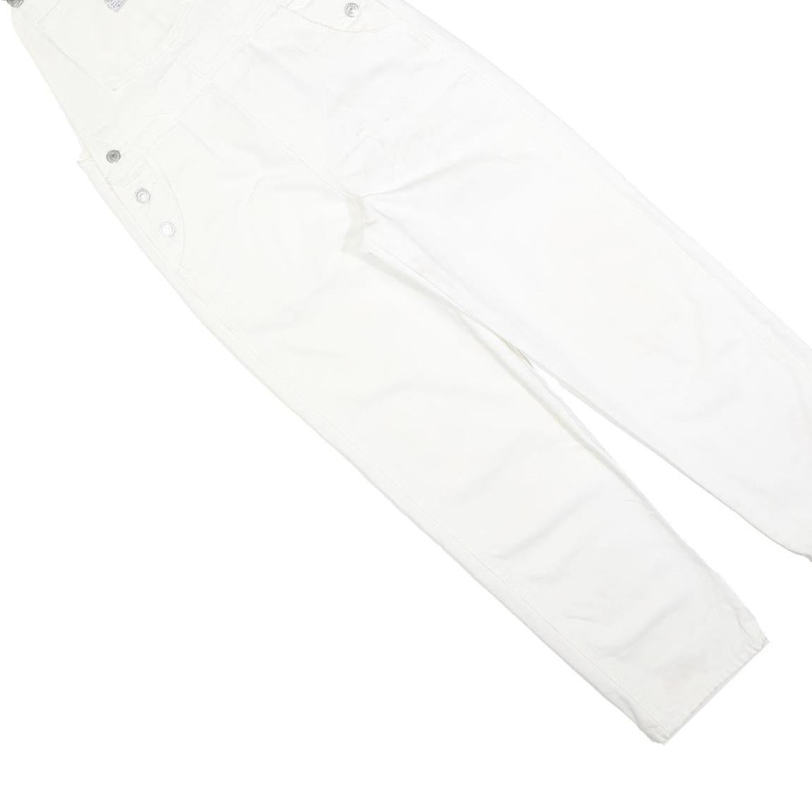 LEVI'S Womens White Cotton Blend Dungarees Regular Fit Twill XS W30 L26 Classic