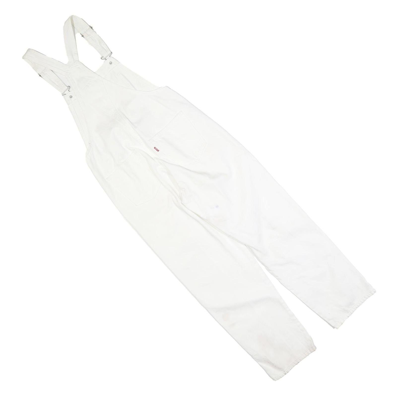 LEVI'S Womens White Cotton Blend Dungarees Regular Fit Twill XS W30 L26 Classic