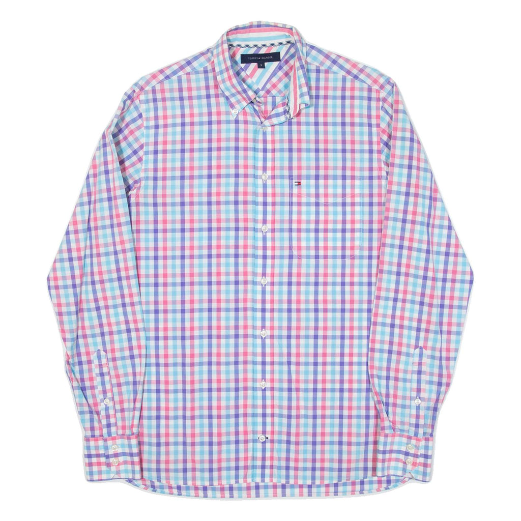 TOMMY HILFIGER Mens Shirt Pink Check Long Sleeve S