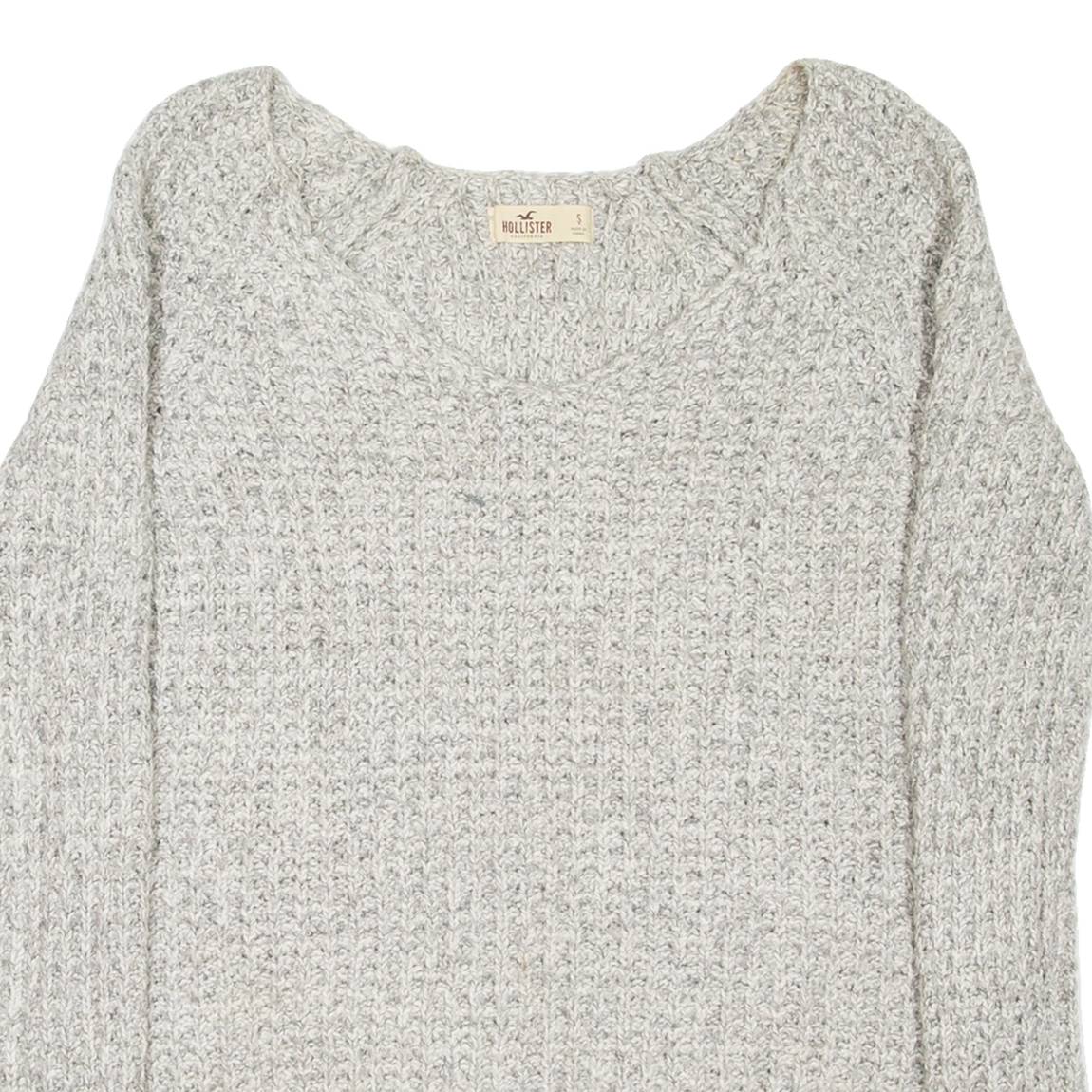 HOLLISTER Womens Jumper Grey Chunky Knit S