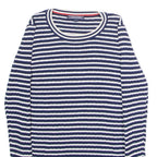 TOMMY HILFIGER Womens Patterned Jumper Blue Striped Crew Neck Tight Knit S