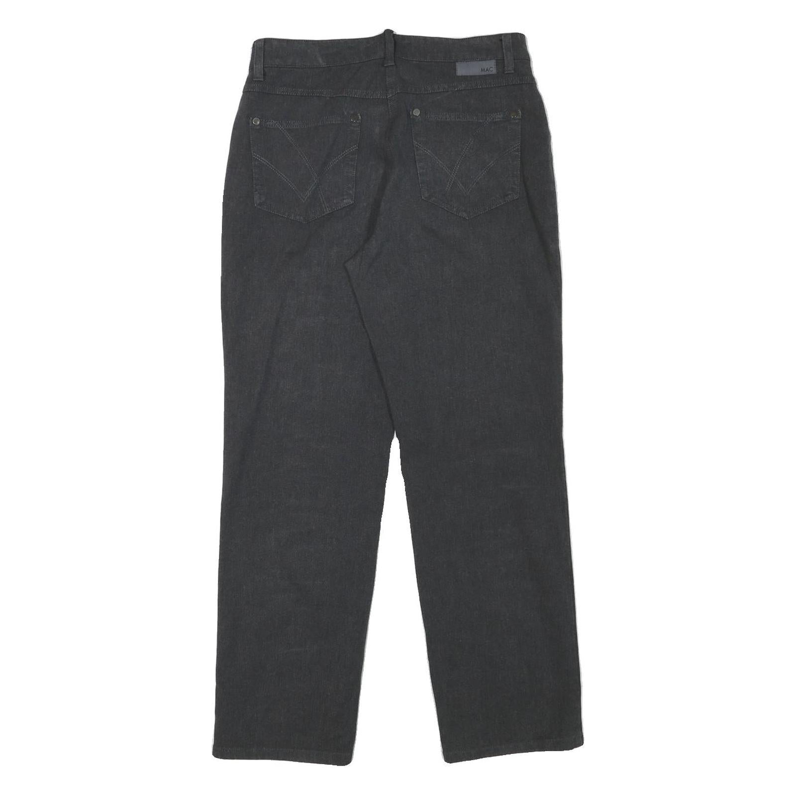 MAC Womens Regular Fit Black Cotton Blend Regular Leg Trousers W30 L29 Stretch