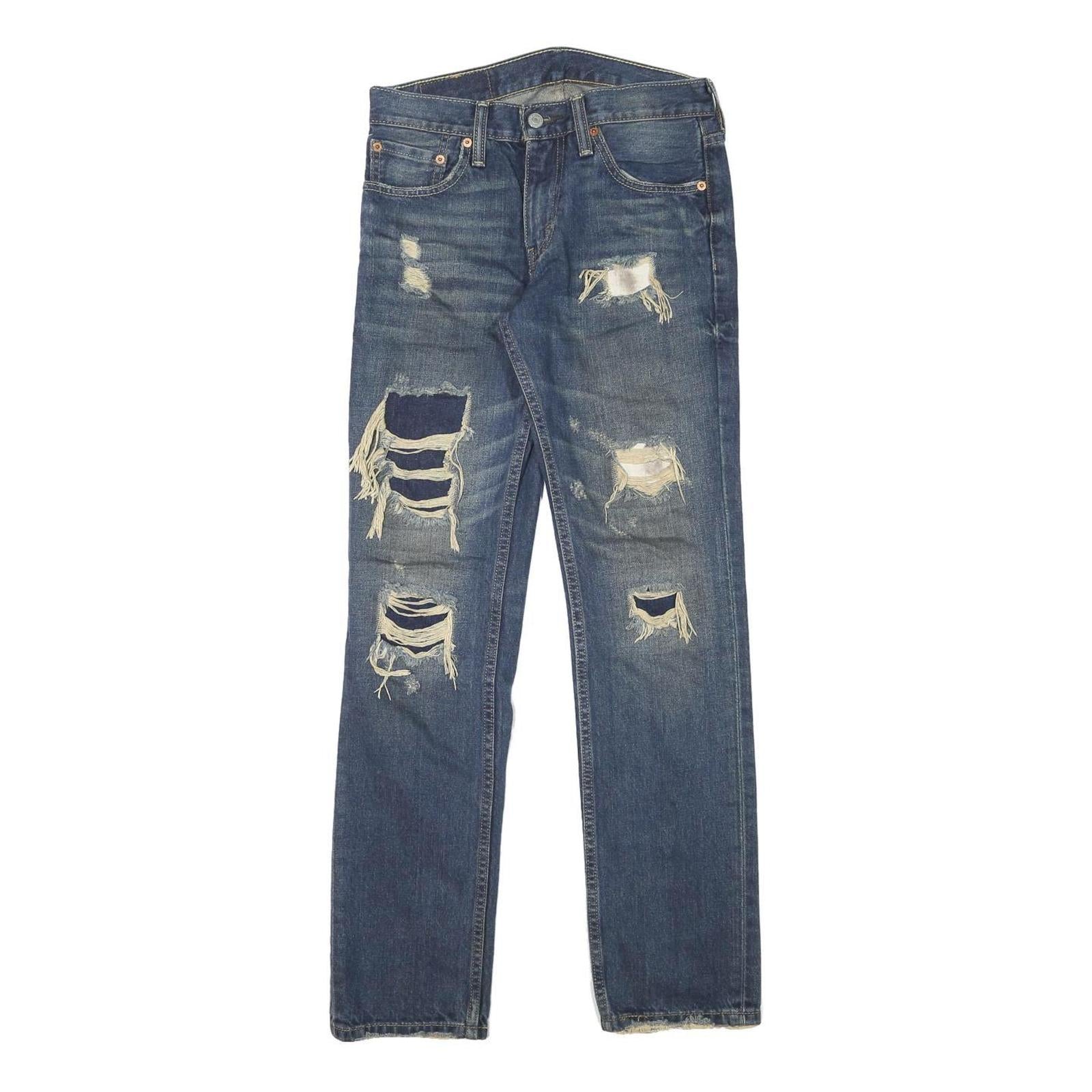 LEVI'S 511 Mens Jeans Blue Slim Skinny Denim Medium W28 L30 Distressed