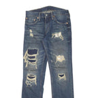 LEVI'S 511 Mens Jeans Blue Slim Skinny Denim Medium W28 L30 Distressed