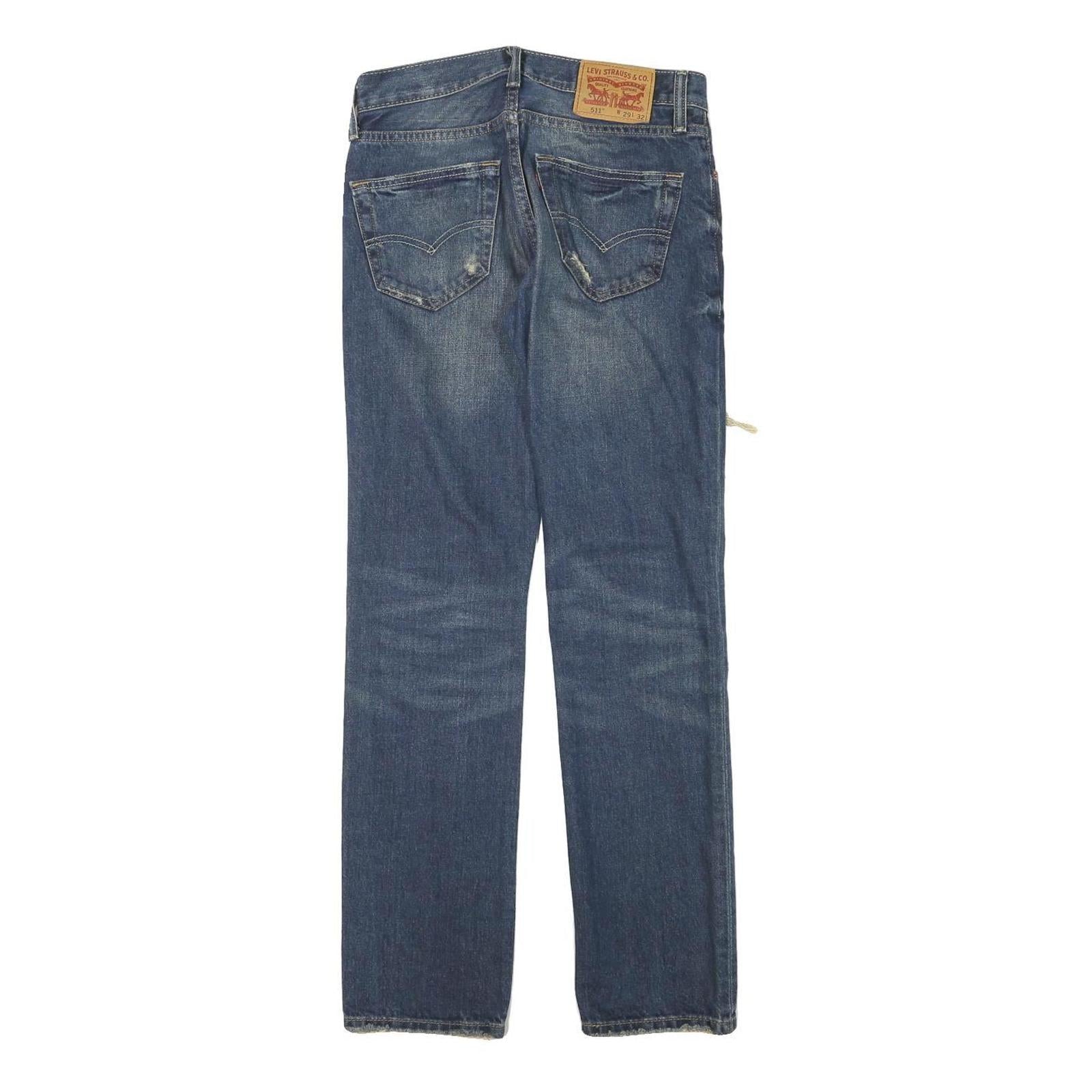 LEVI'S 511 Mens Jeans Blue Slim Skinny Denim Medium W28 L30 Distressed