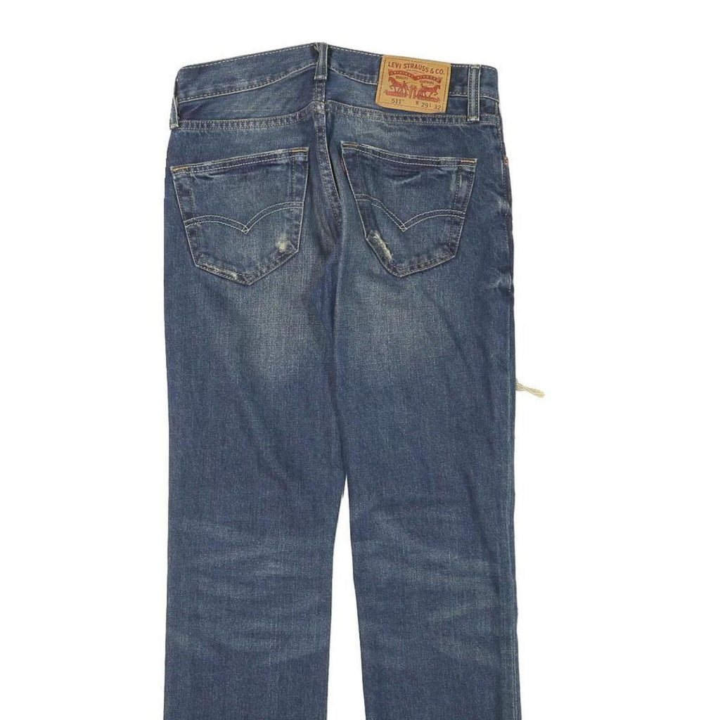 LEVI'S 511 Mens Jeans Blue Slim Skinny Denim Medium W28 L30 Distressed