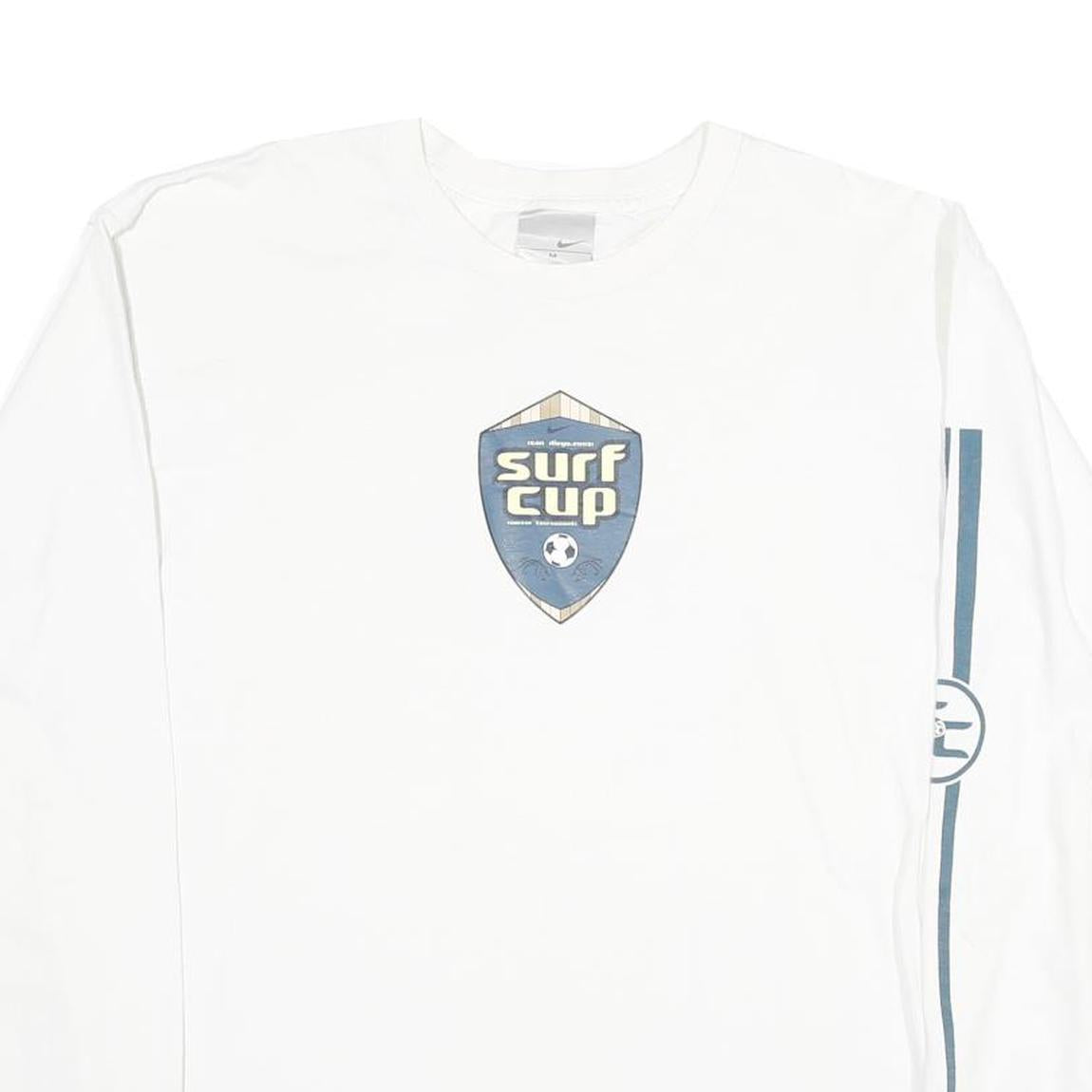 NIKE Mens White Surf Cup Graphic Long Sleeve Crew Neck T-Shirt M