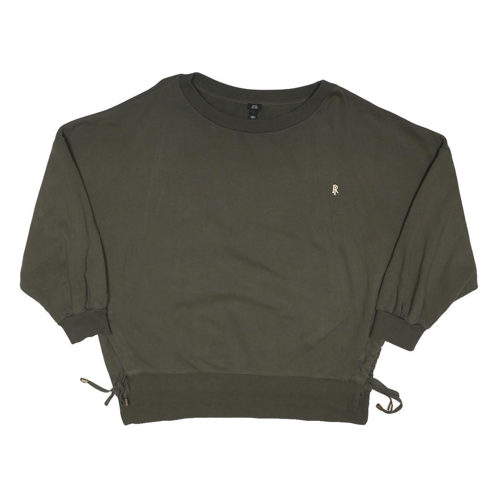 RIVER ISLAND Womens Green Crew Neck Sweatshirt L Relaxed Fit Cotton Blend